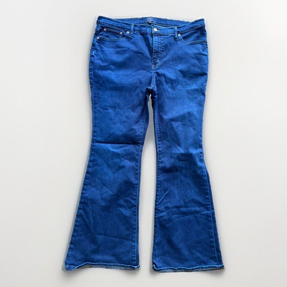 J Crew Flare Jeans Womens Size 32 Dark Wash Blue Full Length Flare